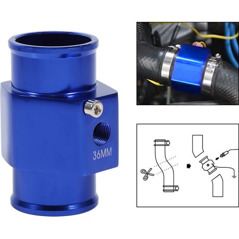 36-mm-Wassertemperatursensor-Adapterschlauch (blau), Kühlerfühleranschluss, Thermomanometer, Kfz-Schlauchverbinder (1/5)