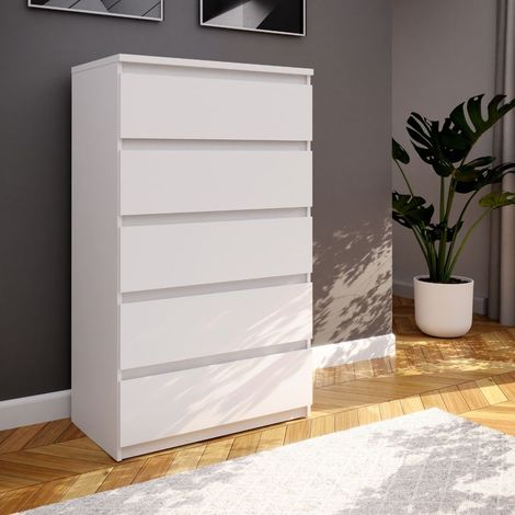 Cassettiera Morgan 5 cassetti bianco opaco – 77.2x42.2x128H (1/5)