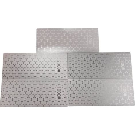 Diamant-Schärfsteine, 5-teiliges Set Diamant-Schärfplatten mit Wabenstruktur, Körnung 200/400/600/1000/2000 (1/4)