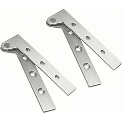 Lot de 2 charnières pivotantes dissimulées en acier inoxydable, rotation à 360 degrés, charnières à couteau décalées de 4 pouces, charnière pivotante dissimulée, argent brossé (1/4)