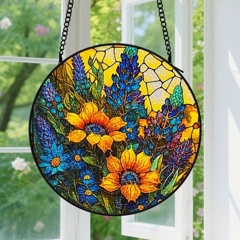12.5cm Suspension en Vitrail - Attrape-Soleil Coloré Unique pour Maison, Cadeau Fête des Mères, Anniversaire, Noël pour Femme, Homme, Maman, Nana (1/5)