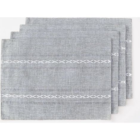 Platzsets 35 x 48 cm – 4er-Set – Maschinenwaschbar – Grau – Leinen und Baumwolle – Tischdekoration – Küche – Esszimmer