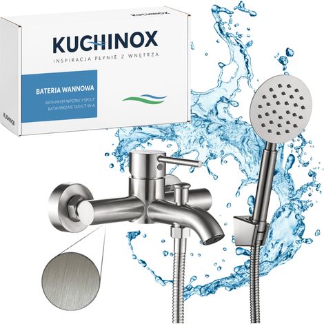Robinet mitigeur de salle de bain Noia - Acier inoxydable brossé - Design moderne - Fixation murale