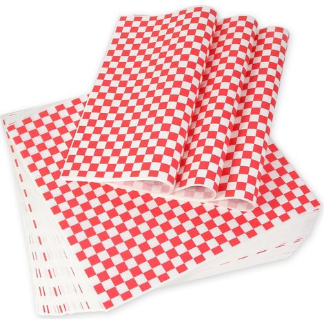 200 Feuilles 12x12" Deli Wax Sheets Sandwich Wrap Paper - Doublures de panier alimentaire noirs et blancs à carreaux, pour restaurants,barbecues (1/5)