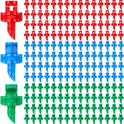 180 drip irrigation emitters, mini sprinkler heads, 90/180/360 degree adjustable spray, suitable for garden lawns, greenhouses and flower beds, irrigation components. (1/5)