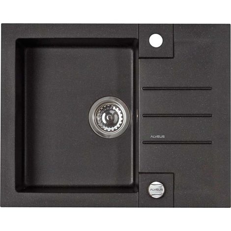 Alveus Rock - Lavello in granito 60x48 cm, con comando dello scarico, carbon 1090951 (1/3)