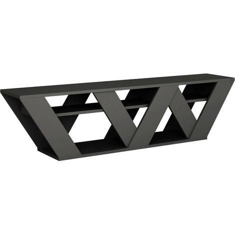 Dmora - Mobile porta TV Arcobaleno, Credenza da soggiorno, Armadio basso per TV, Base parete attrezzata, 158x30h40 cm, Antracite (1/3)