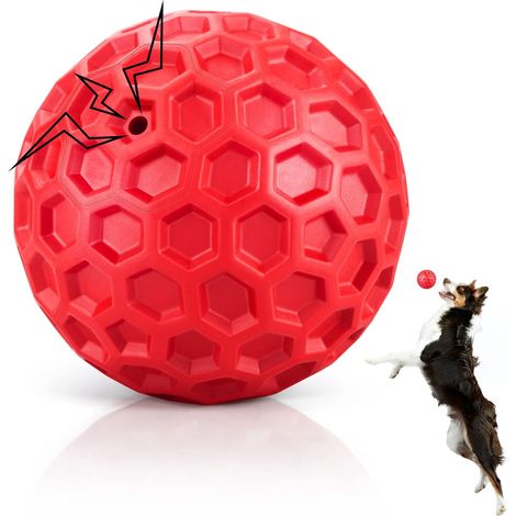 Mittelgroßer (65 mm) roter Hundeball, robustes Kauspielzeug für Hunde, klingendes Beißspielzeug für Haustiere (1/5)