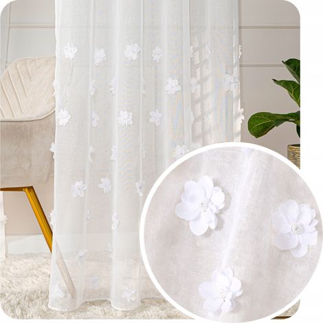Tenda in seta unica, decorata con fiori e perle in 3D, per soggiorno/camera da letto, 500 x 230 cm