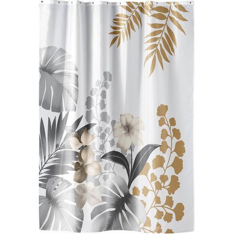 1 Rideau De Douche, Crochets Inclus, Polyester Imprimé, 180x200 Cm, Pour Salle De Bain (1/3)