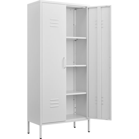 Armoire de rangement métallique blanche 2 portes avec étagères réglables (1/5)