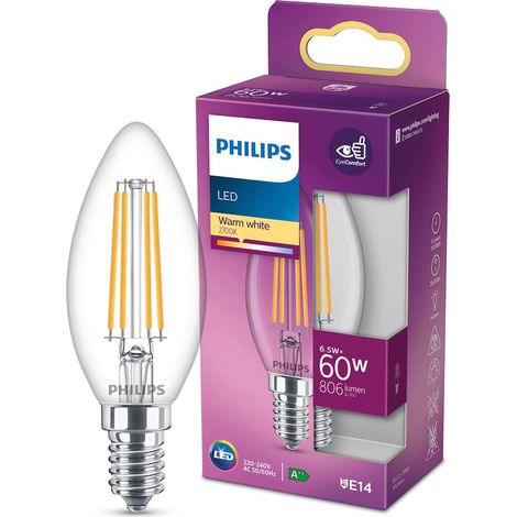 Philips ampoule LED Equivalent 60W E14 Blanc chaud Non dimmable, Verre (1/10)