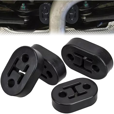 4 Pièces Support D'Échappement en Caoutchouc Noir, Silent Bloc Echappement, Cintre D'Échappement, Support D'Échappement Voiture Universel, 2 Trous 12mm, Convient à La Plupart Des Voitures (1/5)