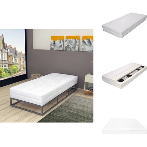 Matratze 90 x 200 cm 7 Zonen Taschenfedern 20 cm H3 - Taschenfedermatratze - Federkernmatratze - Matratze 90x200 - Matratze Weiß - Matratze H3 Härte (1/5)