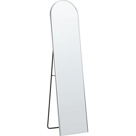 Specchio da terra ovale con cornice e supporto argento Bagnolet