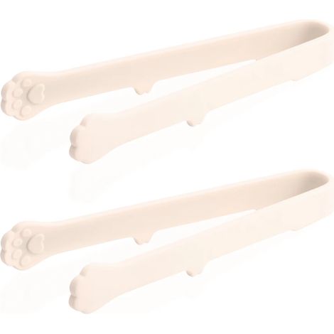 (Beige) Mini pince alimentaire antiadhésive, en silicone résistant à la chaleur, compacte et portable. (1/5)