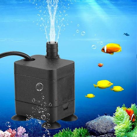 Pompe d'aquarium silencieuse, submersible et étanche pour une utilisation fiable. Sa taille compacte et son débit réglable offrent une grande polyvalence. (1/5)
