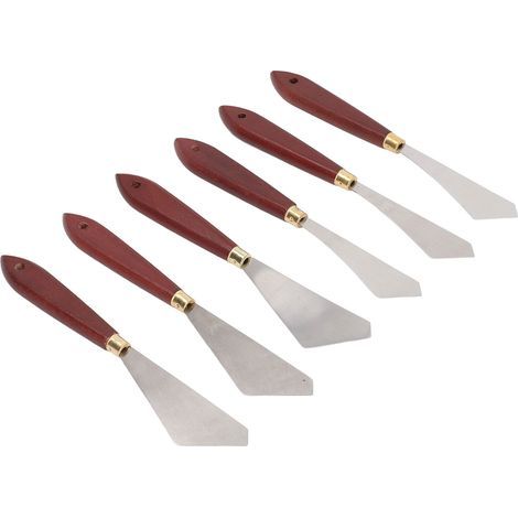 6 Pièces Couteaux à Palette en Acier Inoxydable avec Manche en Bois pour Peinture Artistique et Mélange de Couleurs (1/5)