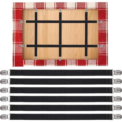 6 PCS Clips de Nappe à Sangle Cachée, Pince à Nappe Extérieure, Cachés Pinces Nappe, Clip de Sangle élastique pour Sécuriser Nappe Pique-Nique Tables Canapé Lit (Noir) (1/5)