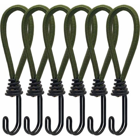 ALLIANDIS6pcs Tendeur en Caoutchouc avec Crochets en Spirale pour Tentes, bâches, bannières en PVC, Pavillons, Trampolines, Voile d'ombrage
