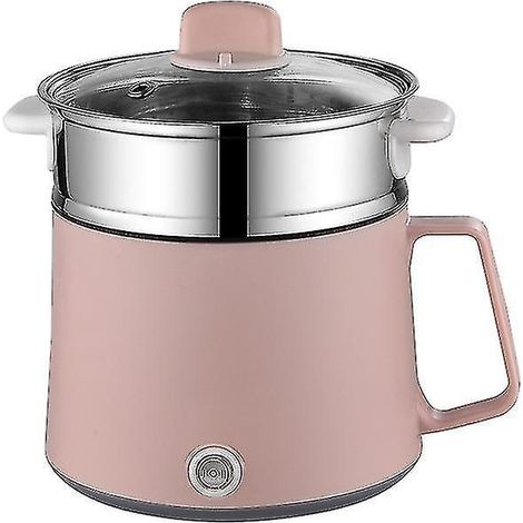 Mini cuiseur multifonction antiadhésif, cuiseur à riz électrique, mijoteuse, casserole, idéal pour la maison ou les dortoirs, pour 1 à 2 personnes, double compartiment, rose (1/5)