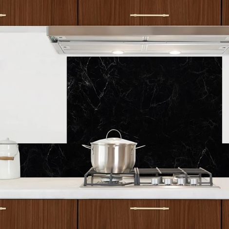 Crédence cuisine en aluminium - effet marbre noir - 300x20 cm (en 3 bandeaux) (1/5)