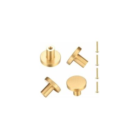 Poignee de Porte Laiton Massif Rond, Poignée de Meuble, Poignée Boutons de Tirage Tiroir Armoire Placards Commode Cuisine, Monotrou Poignée Doree - 4 Pièces( 33mm20mm) (1/3)