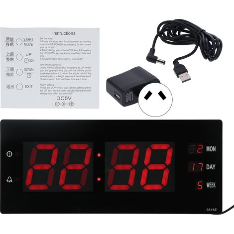 Horloge murale LED Calendrier Lumière Nocturne Innovante Horloge Électronique Bureau Maison Laboratoire Prise UE (1/5)