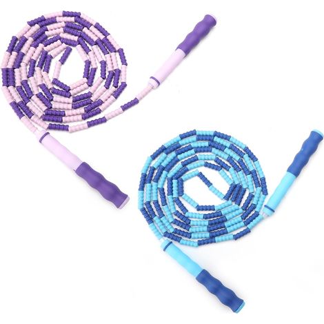 2 Pieces Beaded Skipping Rope, No Hindrance, 2.8 m Quickly Adjustable Fitness Jump Rope, Workout, Fitness, School Jump Rope for Adults (1/5)