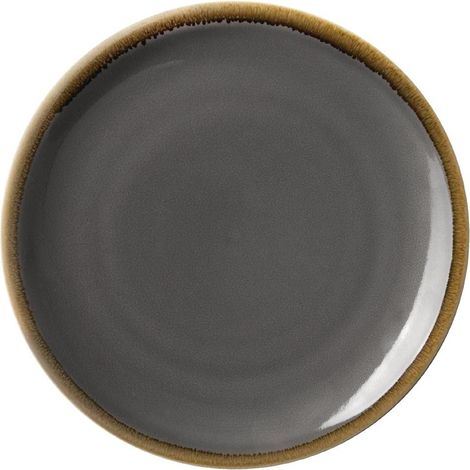 Assiette plate ronde grise, 230 mm (lot de 6), BS4034, HC387