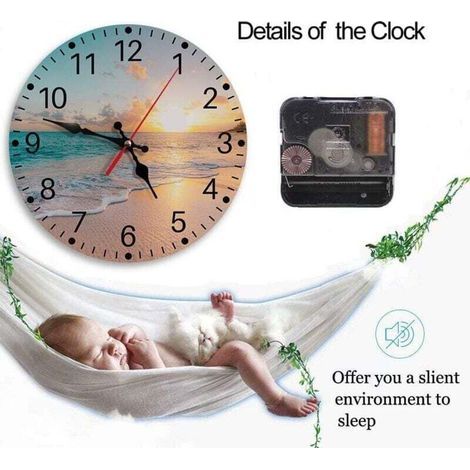 Horloge murale silencieuse 25 cm – MDF – Mouvement à quartz – Décoration moderne pour salon, cuisine, bureau (1/5)