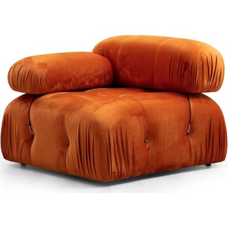 Fauteuil accoudoir ou module d'angle gauche Nourhane Velours Orange (1/5)
