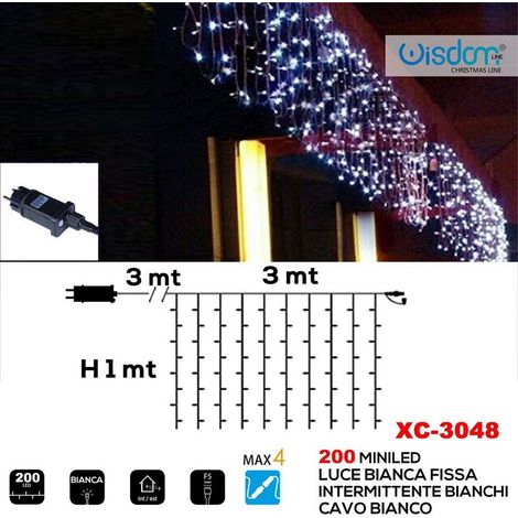 Trade Shop - WEIHNACHTSLICHTVORHANG 200LED FESTES WEISSES LICHT + BLINKENDES WEISSES LICHT XC-3048 -
