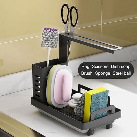 Soporte de esponja de cocina de acero inoxidable, bandeja de drenaje plana, cesta para fregadero, escurridor de platos, escurridor de frutas, bandeja de drenaje resistente a la oxidación (1/5)