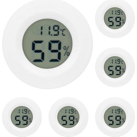 Set mit 6 Mini-Rundthermometern und Hygrometern für den Innen- und Außenbereich, z. B. für Wohnzimmer, Büros und Gewächshäuser (Batterien nicht enthalten). (1/4)