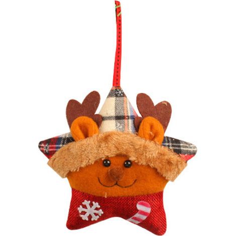 Autres décorations de Noël Pendentifs de Noël Décorations d'arbre de Noël Pendentifs de poupée étoile à cinq branches en peluche créative de Noël(Wapiti) (1/5)