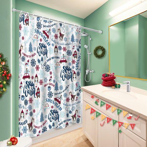 Voile de douche fluide en polyester 180x180 antifongique polyester pour salle de bain pour logement étudiant (1/5)