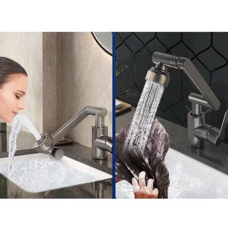 Robinet De Cuisine - Laiton Massif - Bec Pivotant 360° - Douchette Extractible - Pour Évier Standard - 1 Pièce (1/5)