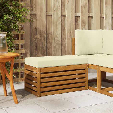 Outdoor Hocker Bank Massivholz Akazie Natur