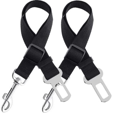 Ceinture de sécurité pour chien - Indéchirable - Réglable - 2 Pcs - Universel - Noir (1/4)
