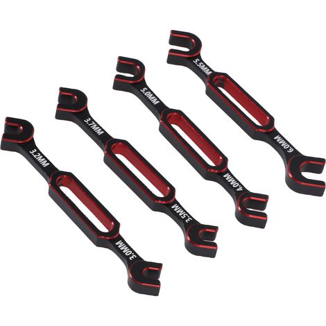 Clé universelle RC (4 pièces) pour écrous et rotules de tendeur, écrous et joints à rotule (3,0 3,2 3,5 3,7 4,0 5,0 5,5 6,0 mm) - Outil de réparation universel pour voitures et bateaux RC (roug (1/5)