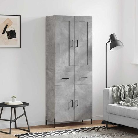 Highboard Betongrau 69,5x34x180 cm Holzwerkstoff