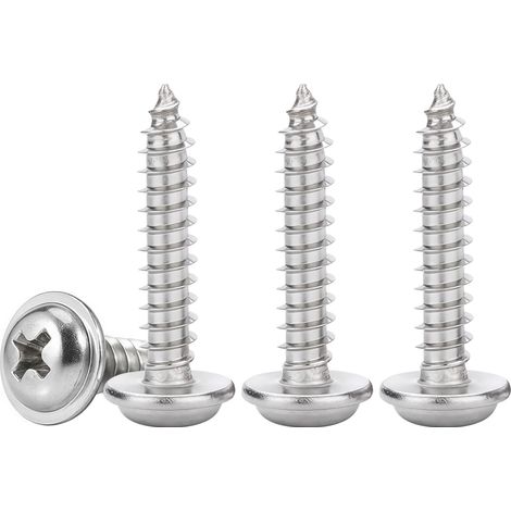 50 Pièces Vis Autotaraudeuses à Tête Ronde Avec Rondelles M4x16mm Vis Cruciformes à Bois Inox 304 Vis Placo à Tête Large Bombée, Entièrement Fileté (1/5)