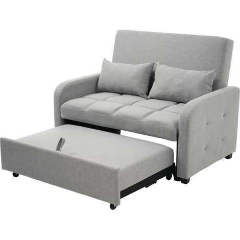 Sofá cama plegable multifuncional gris 127 x 75 x 94 cm con respaldo reclinable y 2 cojines (1/5)