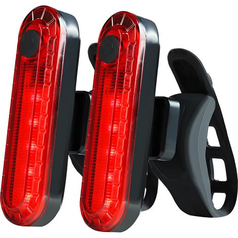 Feu Arrière Vélo LED Puissant 2 Pièces,Lumière Velo Arriere Rechargeable Micro USB,5 Modes,IPX6 Étanche Lampe pour Cyclisme VTT (1/5)