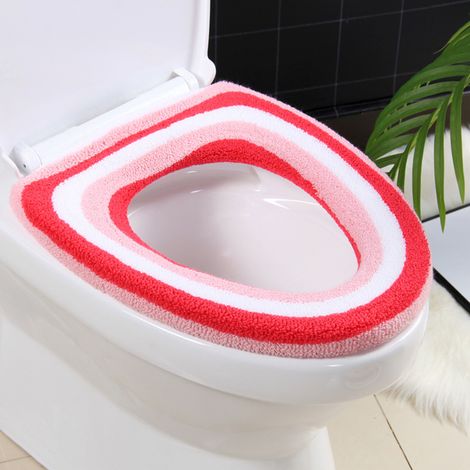Coussin de siège de toilette tricoté épais en forme de O, tapis de toilette à rayures arc-en-ciel, tapis de toilette en fibre acrylique (1/5)
