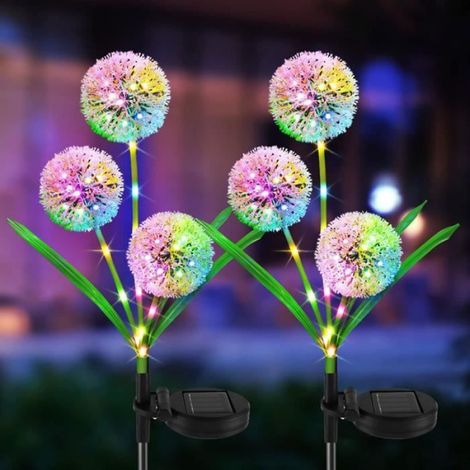 Lampe Solaire - LED IP65 - 68 cm - Diamètre Boule 10 cm - Acier Inoxydable et Fil Aluminium - Extérieur Pelouse Jardin - Lot de 2 (1/4)