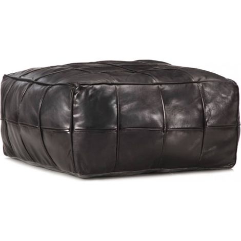 vidaXL Pouffe Black 60x60x30 cm Genuine Goat Leather (1/5)