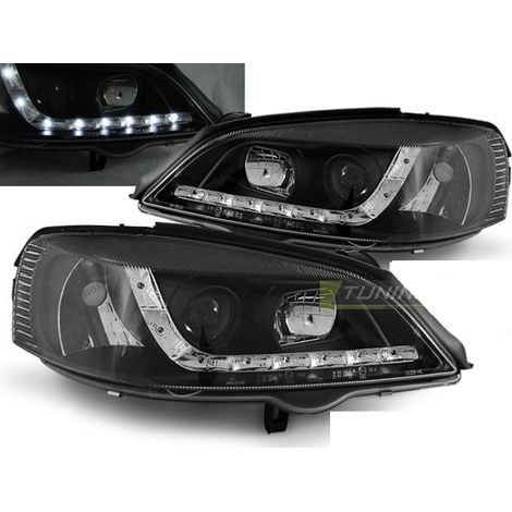 Paire de feux phares Opel Astra G 97-04 Daylight led noir-27361618 (1/2)