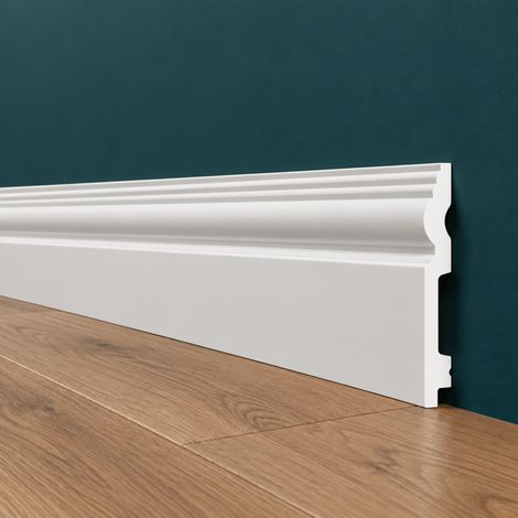 pacco da 112ML di Battiscopa RESISTO in polimeri extracompatti mod. SFORZESCO Bianco mis. 120x15mm